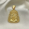 Dije Religioso 05.342.0111 Oro Laminado, Diseño de Jesus, con Blanca Micro Pave, Pulido, Tono Dorado