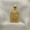 Dije Religioso 05.342.0113 Oro Laminado, Diseño de Jesus, con Blanca Micro Pave, Pulido, Tono Dorado