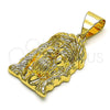 Dije Religioso 05.342.0116 Oro Laminado, Diseño de Jesus, Pulido, Tono Dorado
