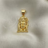 Dije Religioso 05.342.0116 Oro Laminado, Diseño de Jesus, Pulido, Tono Dorado