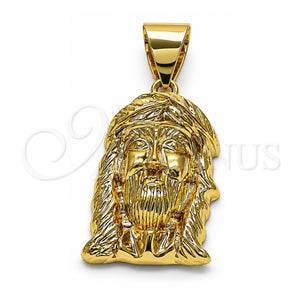 Dije Religioso 05.342.0116 Oro Laminado, Diseño de Jesus, Pulido, Tono Dorado