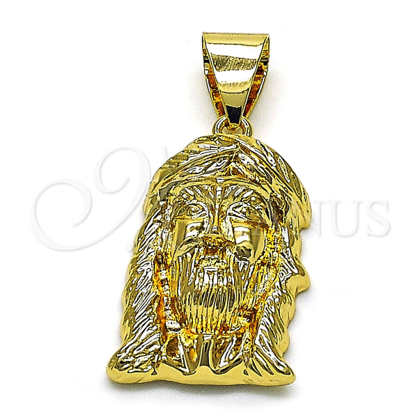 Dije Religioso 05.342.0116 Oro Laminado, Diseño de Jesus, Pulido, Tono Dorado