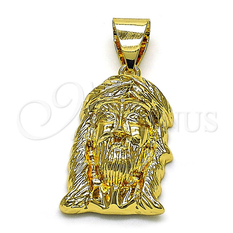 Dije Religioso 05.342.0116 Oro Laminado, Diseño de Jesus, Pulido, Tono Dorado