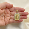 Dije Religioso 05.342.0117 Oro Laminado, Diseño de Divino Niño , con Blanca Micro Pave, Pulido, Tono Dorado