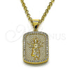 Dije Religioso 05.342.0117 Oro Laminado, Diseño de Divino Niño , con Blanca Micro Pave, Pulido, Tono Dorado