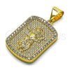 Dije Religioso 05.342.0117 Oro Laminado, Diseño de Divino Niño , con Blanca Micro Pave, Pulido, Tono Dorado