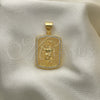 Dije Religioso 05.342.0117 Oro Laminado, Diseño de Divino Niño , con Blanca Micro Pave, Pulido, Tono Dorado