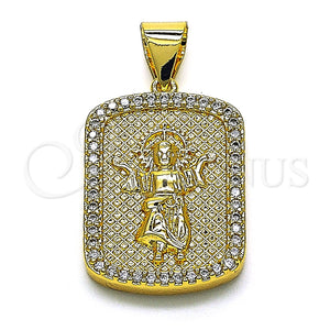 Dije Religioso 05.342.0117 Oro Laminado, Diseño de Divino Niño , con Blanca Micro Pave, Pulido, Tono Dorado