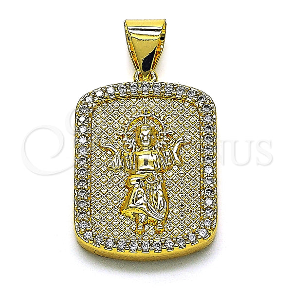 Dije Religioso 05.342.0117 Oro Laminado, Diseño de Divino Niño , con Blanca Micro Pave, Pulido, Tono Dorado