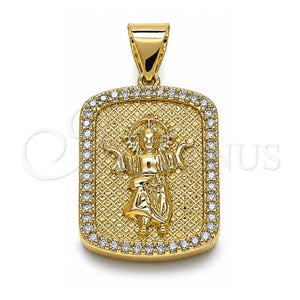 Dije Religioso 05.342.0117 Oro Laminado, Diseño de Divino Niño , con Blanca Micro Pave, Pulido, Tono Dorado