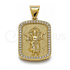 Dije Religioso 05.342.0117 Oro Laminado, Diseño de Divino Niño , con Blanca Micro Pave, Pulido, Tono Dorado