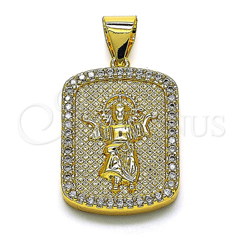 Dije Religioso 05.342.0117 Oro Laminado, Diseño de Divino Niño , con Blanca Micro Pave, Pulido, Tono Dorado