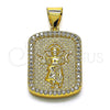 Dije Religioso 05.342.0117 Oro Laminado, Diseño de Divino Niño , con Blanca Micro Pave, Pulido, Tono Dorado