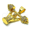 Dije Elegante 05.342.0118 Oro Laminado, con Blanca Micro Pave, Pulido, Tono Dorado