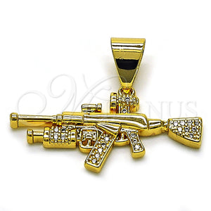 Dije Elegante 05.342.0120 Oro Laminado, con Blanca Micro Pave, Pulido, Tono Dorado