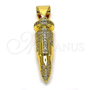 Dije Elegante 05.342.0121 Oro Laminado, con Blanca Micro Pave, Pulido, Tono Dorado