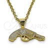 Dije Elegante 05.342.0127 Oro Laminado, con Blanca Micro Pave, Pulido, Tono Dorado