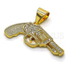 Dije Elegante 05.342.0127 Oro Laminado, con Blanca Micro Pave, Pulido, Tono Dorado