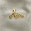 Dije Elegante 05.342.0127 Oro Laminado, con Blanca Micro Pave, Pulido, Tono Dorado