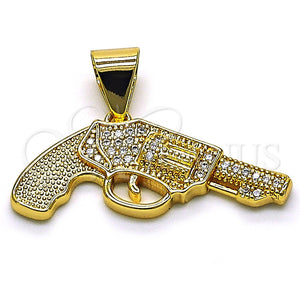 Dije Elegante 05.342.0127 Oro Laminado, con Blanca Micro Pave, Pulido, Tono Dorado