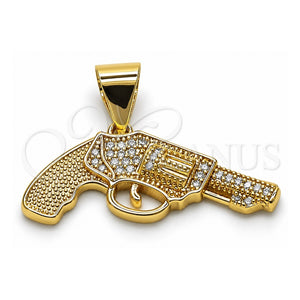 Dije Elegante 05.342.0127 Oro Laminado, con Blanca Micro Pave, Pulido, Tono Dorado