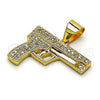 Dije Elegante 05.342.0128 Oro Laminado, con Blanca Micro Pave, Pulido, Tono Dorado