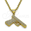 Dije Elegante 05.342.0129 Oro Laminado, con Blanca Micro Pave, Pulido, Tono Dorado