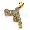Dije Elegante 05.342.0129 Oro Laminado, con Blanca Micro Pave, Pulido, Tono Dorado