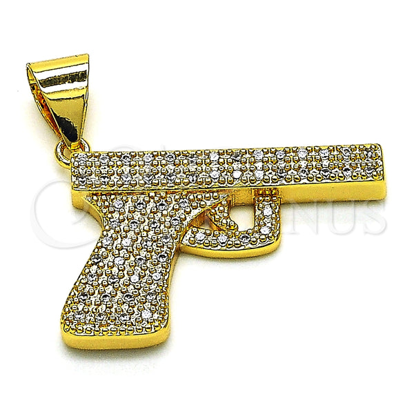 Dije Elegante 05.342.0129 Oro Laminado, con Blanca Micro Pave, Pulido, Tono Dorado