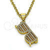 Dije Elegante 05.342.0133 Oro Laminado, con Blanca Micro Pave, Pulido, Tono Dorado
