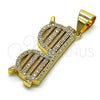 Dije Elegante 05.342.0133 Oro Laminado, con Blanca Micro Pave, Pulido, Tono Dorado