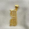 Dije Elegante 05.342.0133 Oro Laminado, con Blanca Micro Pave, Pulido, Tono Dorado