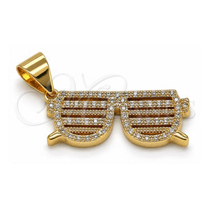 Dije Elegante 05.342.0133 Oro Laminado, con Blanca Micro Pave, Pulido, Tono Dorado