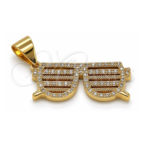 Dije Elegante 05.342.0133 Oro Laminado, con Blanca Micro Pave, Pulido, Tono Dorado