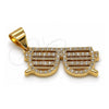 Dije Elegante 05.342.0133 Oro Laminado, con Blanca Micro Pave, Pulido, Tono Dorado