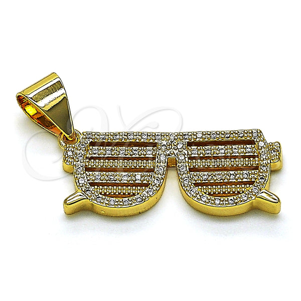 Dije Elegante 05.342.0133 Oro Laminado, con Blanca Micro Pave, Pulido, Tono Dorado