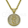 Dije Religioso 05.342.0134 Oro Laminado, Diseño de Divino Niño , con Blanca Micro Pave, Pulido, Tono Dorado