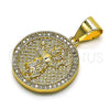 Dije Religioso 05.342.0134 Oro Laminado, Diseño de Divino Niño , con Blanca Micro Pave, Pulido, Tono Dorado