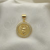 Dije Religioso 05.342.0134 Oro Laminado, Diseño de Divino Niño , con Blanca Micro Pave, Pulido, Tono Dorado