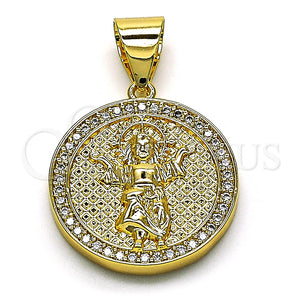 Dije Religioso 05.342.0134 Oro Laminado, Diseño de Divino Niño , con Blanca Micro Pave, Pulido, Tono Dorado