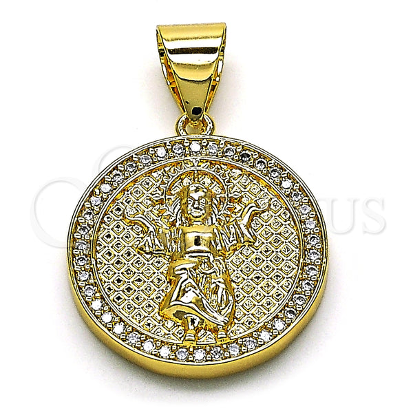 Dije Religioso 05.342.0134 Oro Laminado, Diseño de Divino Niño , con Blanca Micro Pave, Pulido, Tono Dorado