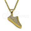 Dije Elegante 05.342.0136 Oro Laminado, Diseño de Zapato, con Blanca Micro Pave, Pulido, Tono Dorado