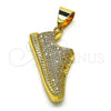 Dije Elegante 05.342.0136 Oro Laminado, Diseño de Zapato, con Blanca Micro Pave, Pulido, Tono Dorado