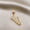 Dije Elegante 05.342.0136 Oro Laminado, Diseño de Zapato, con Blanca Micro Pave, Pulido, Tono Dorado