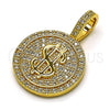 Dije Elegante 05.342.0137 Oro Laminado, Diseño de Dinero, con Blanca Micro Pave, Pulido, Tono Dorado