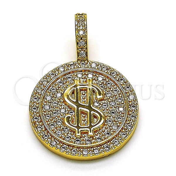 Dije Elegante 05.342.0137 Oro Laminado, Diseño de Dinero, con Blanca Micro Pave, Pulido, Tono Dorado