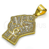Dije Elegante 05.342.0138 Oro Laminado, con Blanca Micro Pave, Pulido, Tono Dorado
