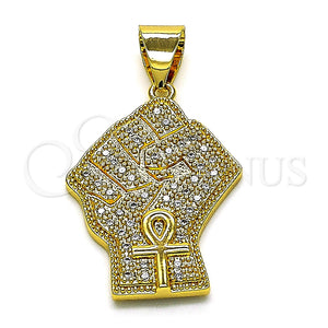 Dije Elegante 05.342.0138 Oro Laminado, con Blanca Micro Pave, Pulido, Tono Dorado