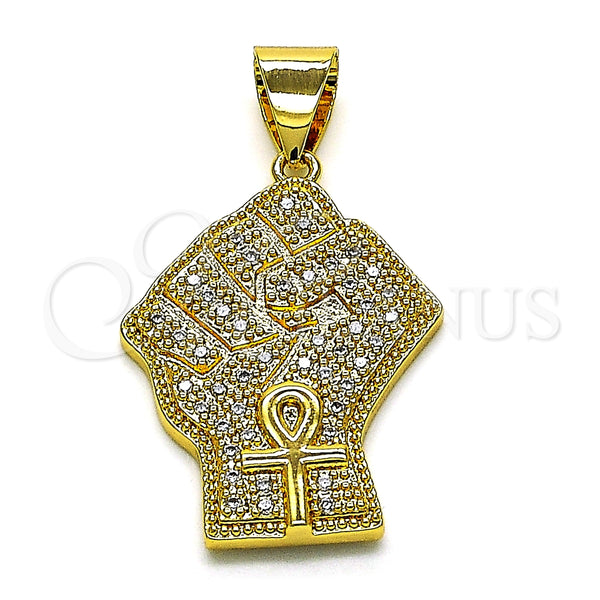 Dije Elegante 05.342.0138 Oro Laminado, con Blanca Micro Pave, Pulido, Tono Dorado