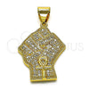 Dije Elegante 05.342.0138 Oro Laminado, con Blanca Micro Pave, Pulido, Tono Dorado